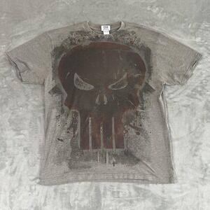 Marvel The Punisher Shirt Mens Large Gray Skull Graphic Tee 2009 Distressed